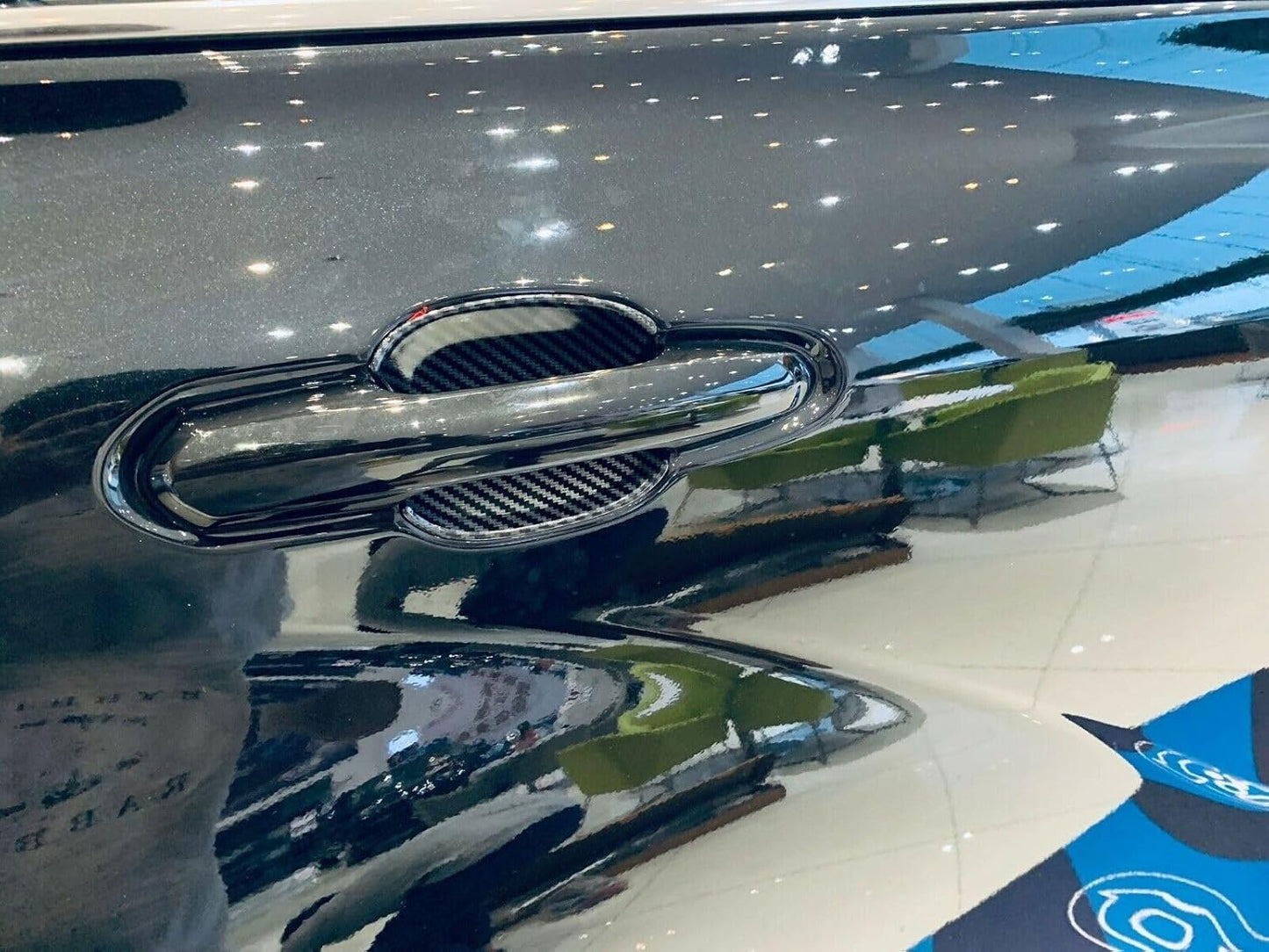 ya 2 8.15 for 2020-2023 for Toyota Highlander Door Handle Bowl Black Carbon Fiber Cover Trim 