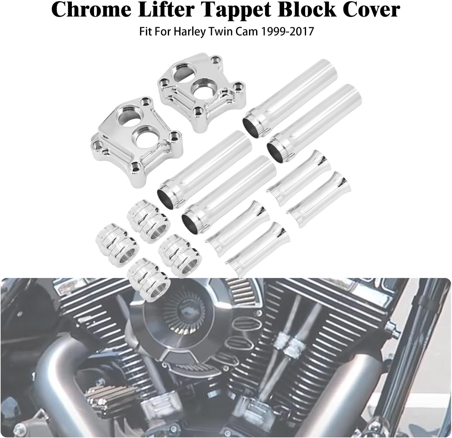 ya 7 8.24 baidi Chrome Engine Pushrod Tube Lifter Tappet Block Cover for Harley Touring Twin Cam