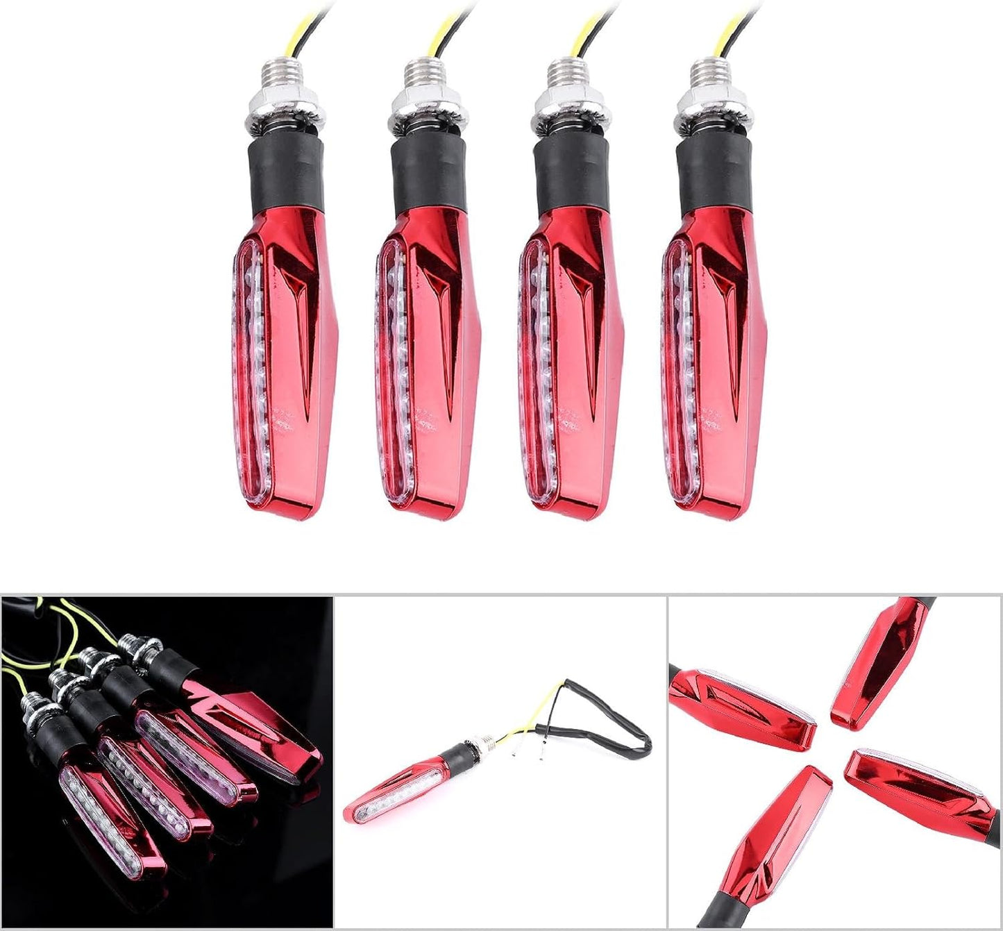 ya 4 8.14 Hot 4x Motorcycle 9 LED Turn Signal Indicator Light Blinker Lamp Amber Light Red