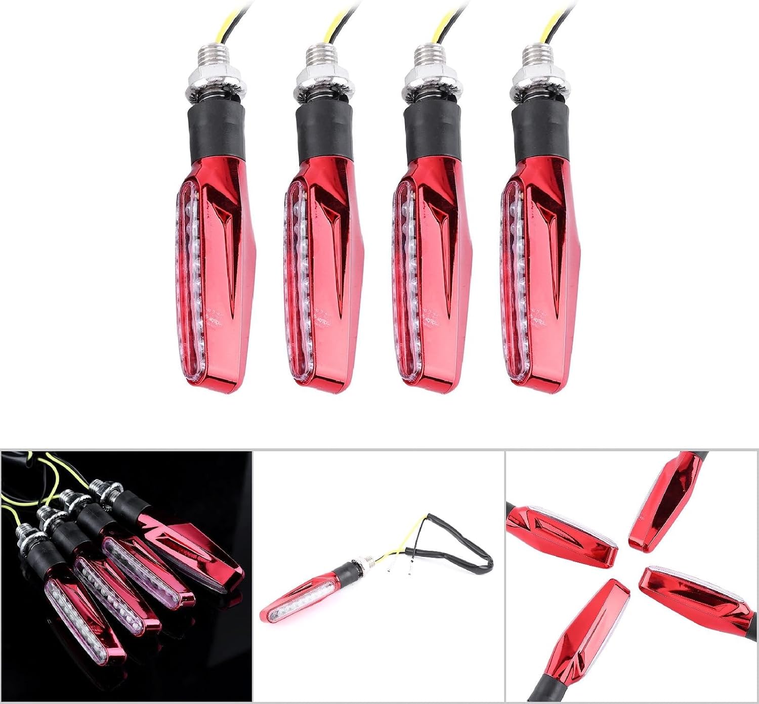 ya 4 8.14 Hot 4x Motorcycle 9 LED Turn Signal Indicator Light Blinker Lamp Amber Light Red