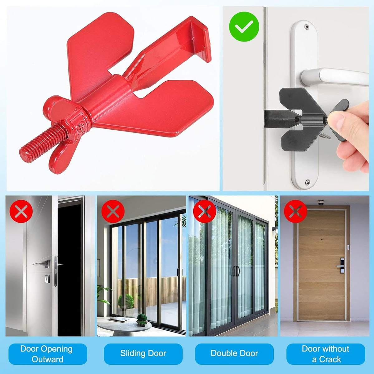 ya 26 10.21 baidi 1 Pack Portable Security Door Lock with Stora Bag 3.15x1.97inch, Rose Gold
