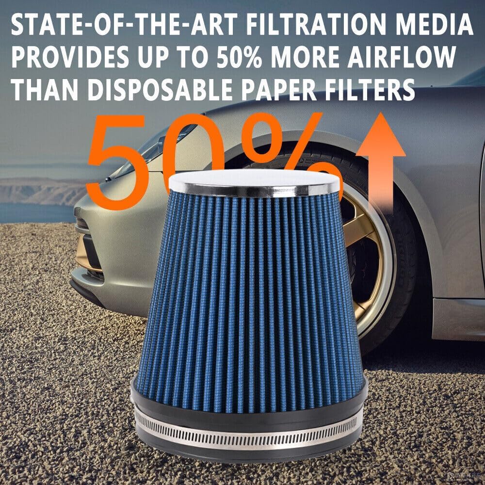 ya 13 9.15 baidi 6 152mm 7in Tall Inlet Truck Air Intake Cone Replacement Dry Blue Air Filter