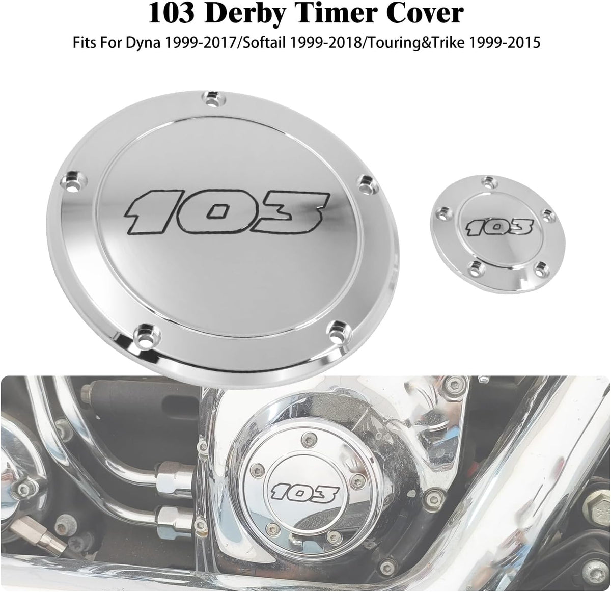 ya 4 8.14 Chrome 103 Derby Timing Timer Cover for Harley Touring Road Electra Glide 99-15