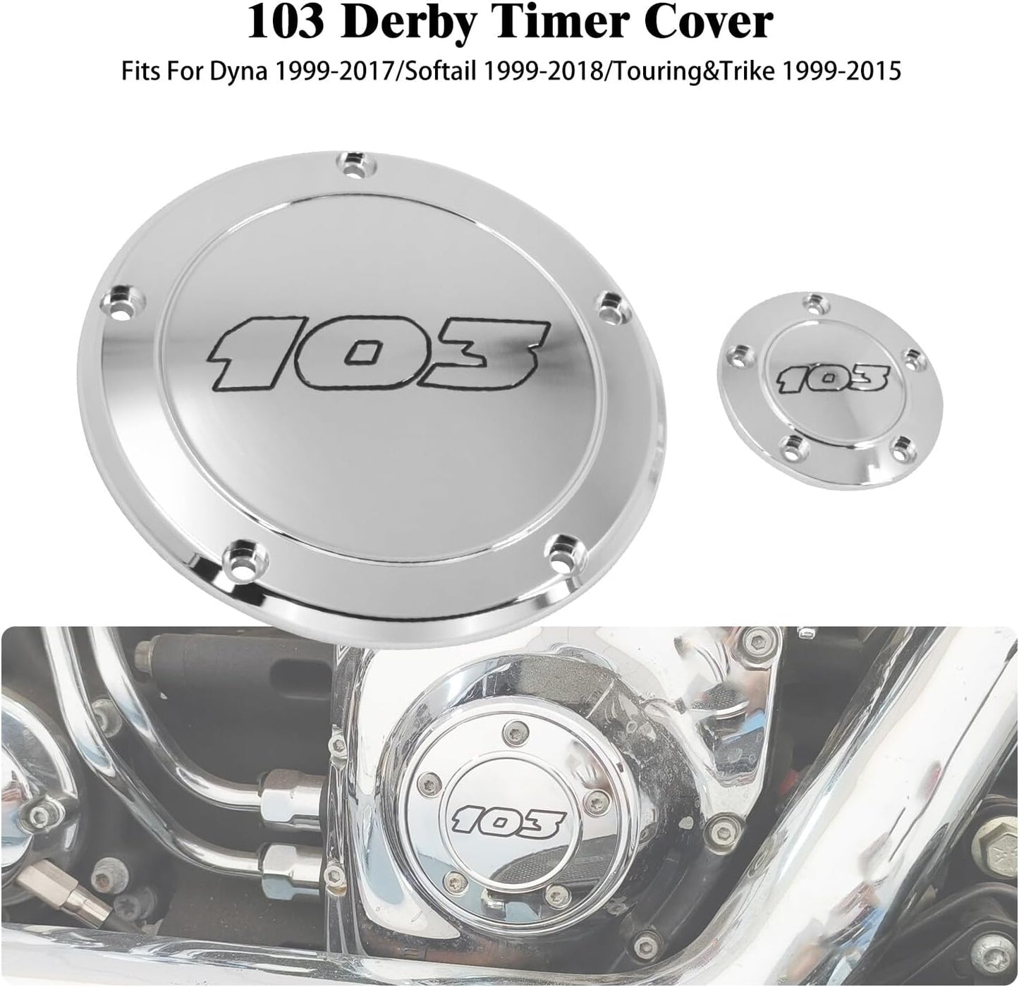 ya 4 8.24 baidi Chrome 103 Derby Timing Timer Cover for Harley Touring Road Electra Glide 99-15