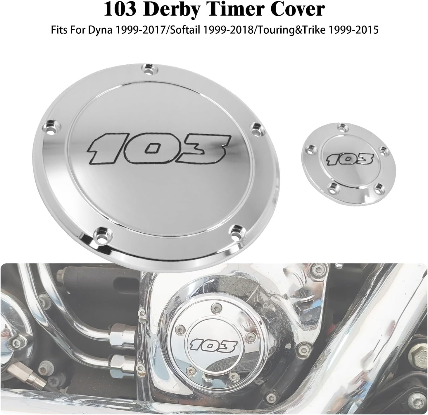 ya 4 8.24 baidi Chrome 103 Derby Timing Timer Cover for Harley Touring Road Electra Glide 99-15