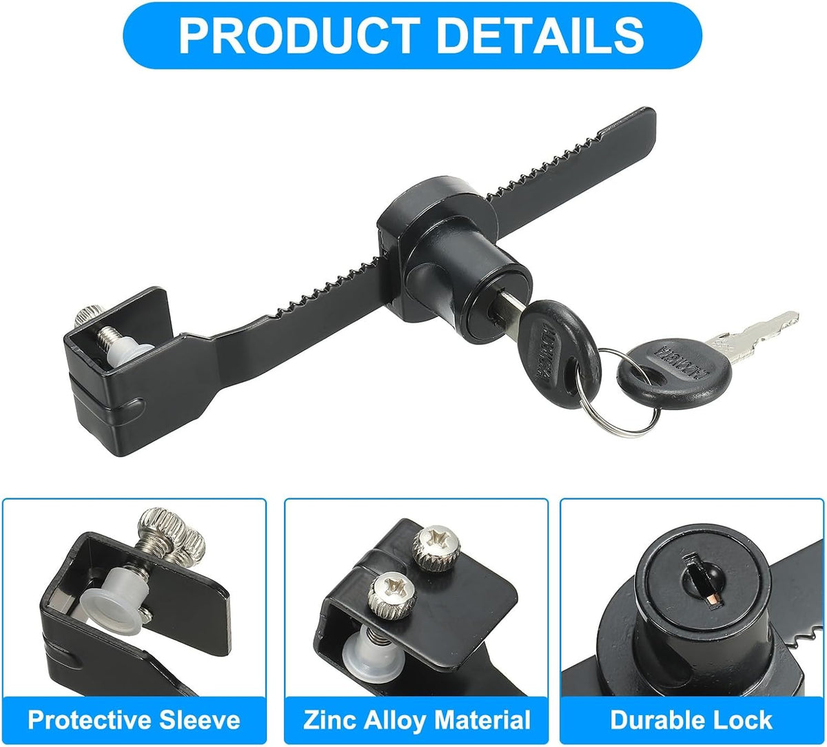 ya 26 10.21 baidi 2Pcs Glass Cabinet Lock, Keyed Different Single Swing Showcase Lock, Black