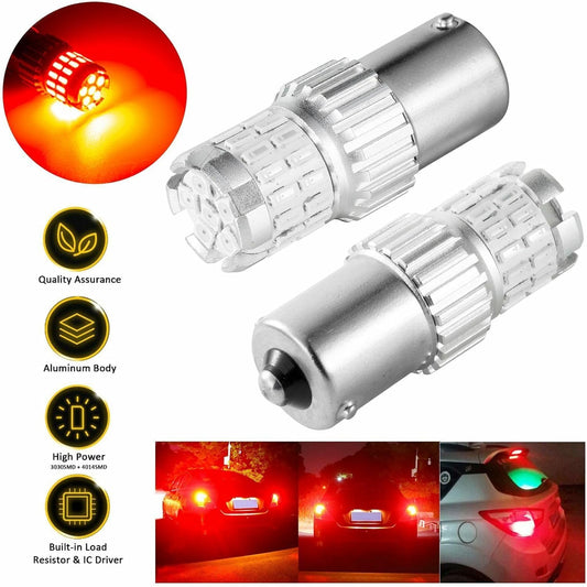 ya 4 8.8 2 Pack 1156 BA15S P21W Red Car LED Bulb Brake Reverse Backup Parking Light 