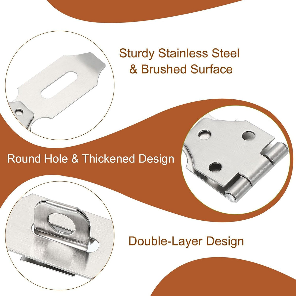 ya 26 10.21 baidi 4 Pcs 3 Hasp Lock Latch Stainless Steel Packlock Clasp with Screw, Silver
