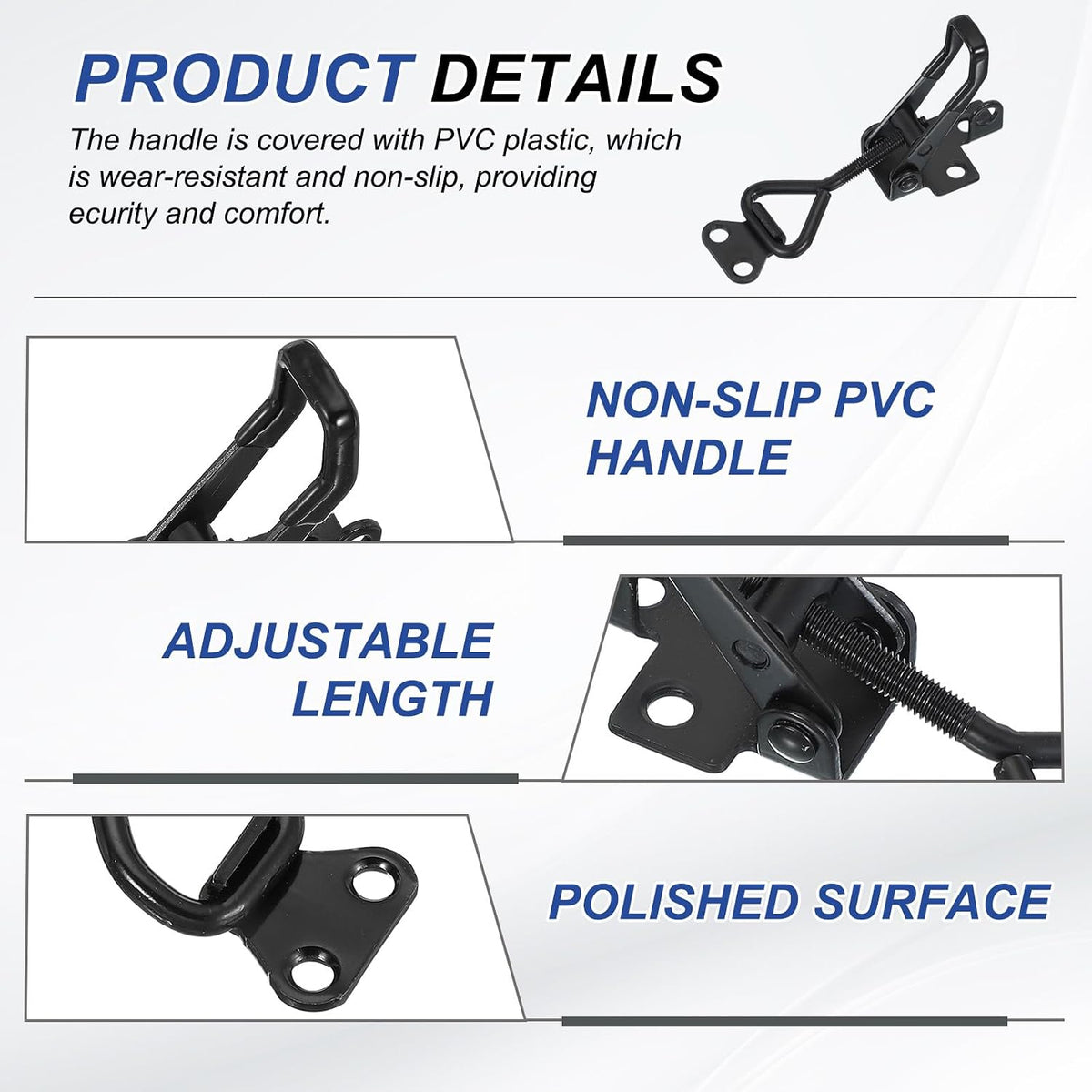 ya 26 10.21 baidi 2 Pcs Toggle Latch Clamp 4001 Carbon Steel with Lock Hole 220Lbs ing, Black-2