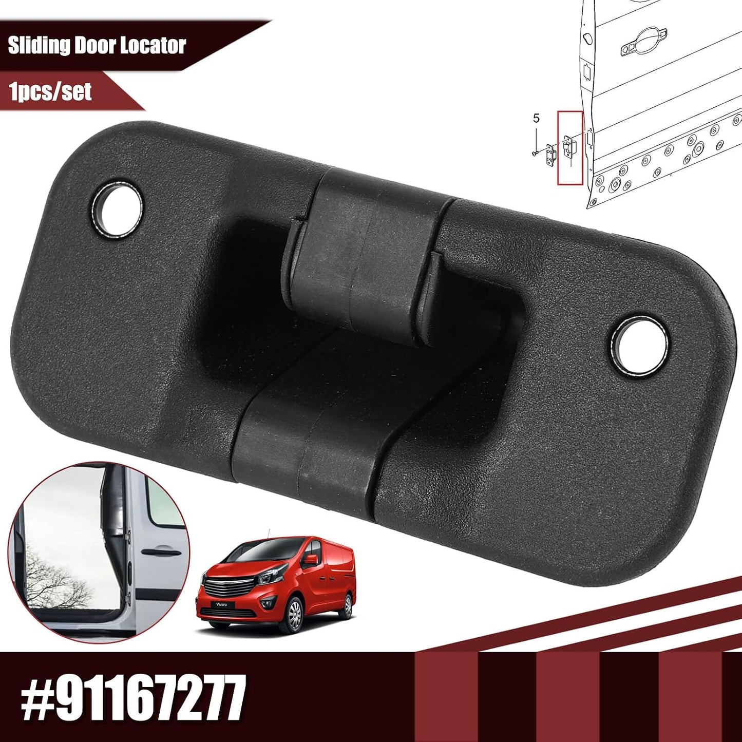 ya 7 8.24 baidi for Renault Trafic Mk2 Mk3 for Vauxhall Vivaro Female Sliding Door Locator 91167277