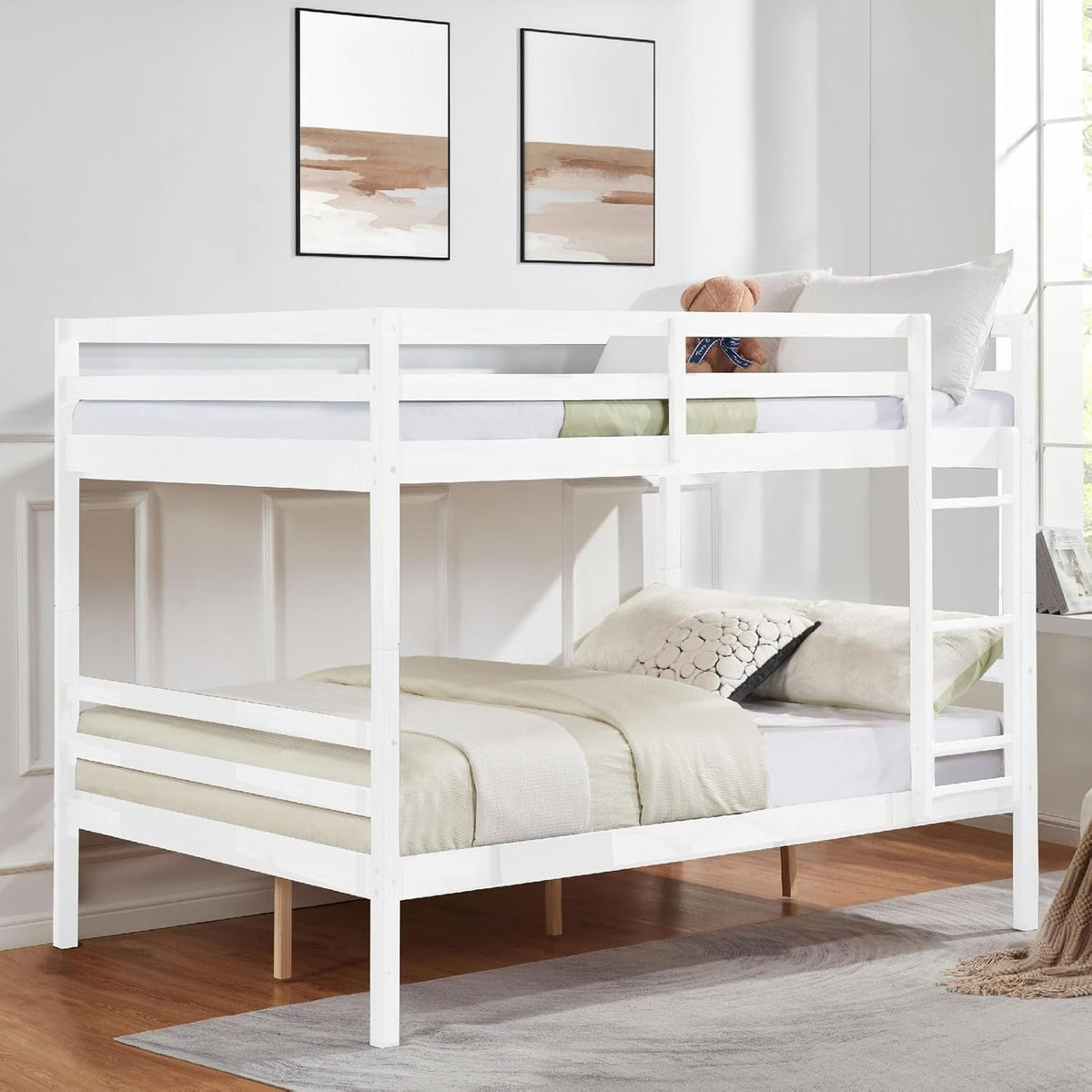 ya 28 10.13 baidi Full Over Full Bunk Bed White Ladder