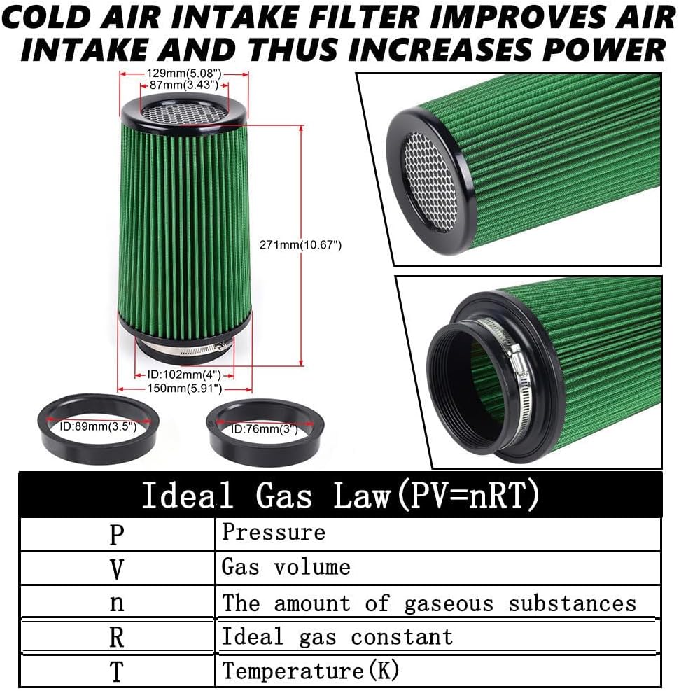 ya 13 9.15 baidi 3, 3.5, 4, 10.5 Tall Green Per for MAN ce High Flow Cold Air Intake Air Filter