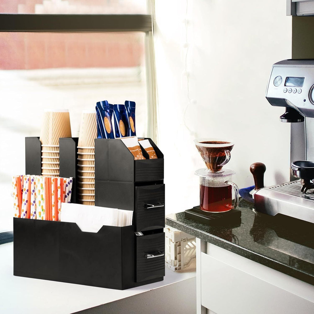 ya 26 10.21 baidi Coffee Condiment Organizer Coffee Counter Organizer Cup Stora Rack-2