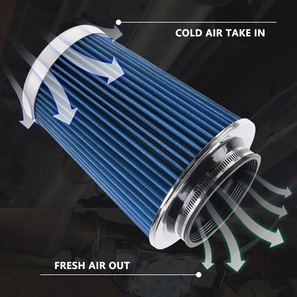 ya 13 9.15 baidi 3 3.5 4 Cold Air Intake Filter Inlet 3 Sizes in 1 9 Tall Blue Universal