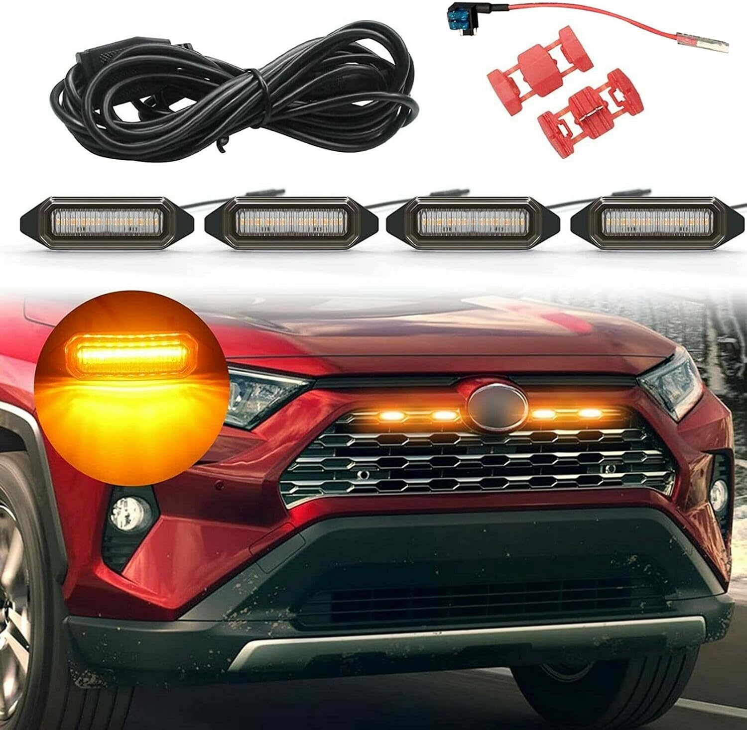 ya 3 8.24 baidi LED Grille Light Yellow Bulb for Toyota RAV4 2019-2022 Accessories 