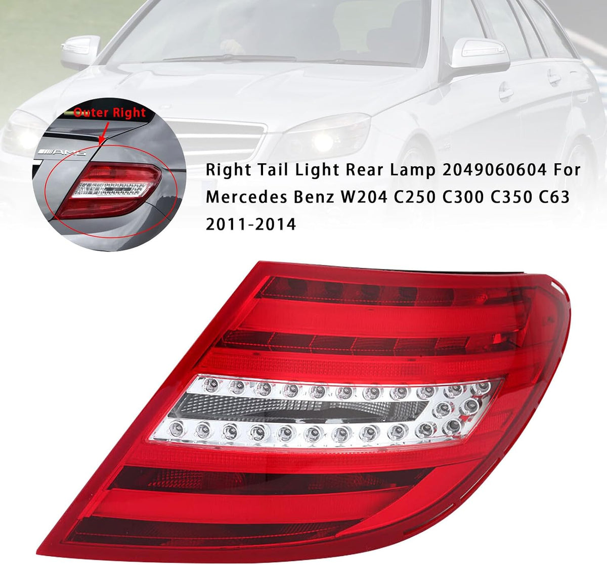 ya 10 9.16 zhengce Right Tail Light 2049060604 For W204 C250 C300 C350 C63 2011-14 #1