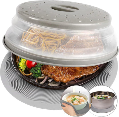 ya 14 9.20 baidi 2-in-1,Microwave Mat and Cover - Mat doubles as a bowl holder, splash proof,gray-1