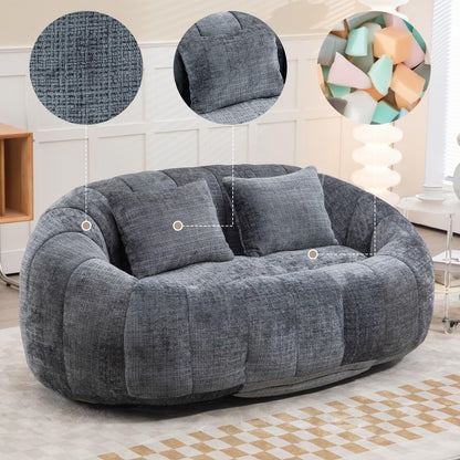 ya 28 10.13 baidi Chenille Bean Bag Sofa Gray - Back,Indoor/for Adults & Kids