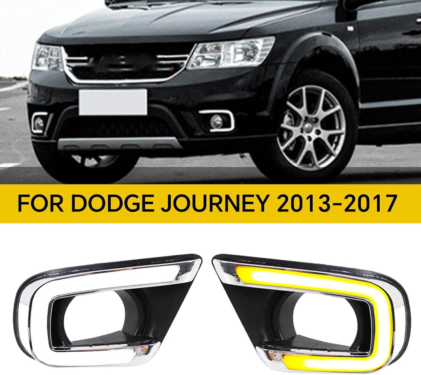 ya 3 8.24 baidi LED DRL for Dodge Journey 2013-2017 Daytime Running Lights Anti-collision Fog Lights with Turning