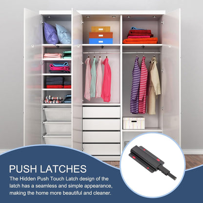 ya 26 10.21 baidi 4 Pcs Magnetic Push Latches Push to Open Door Latch Cabinet Hardware Black