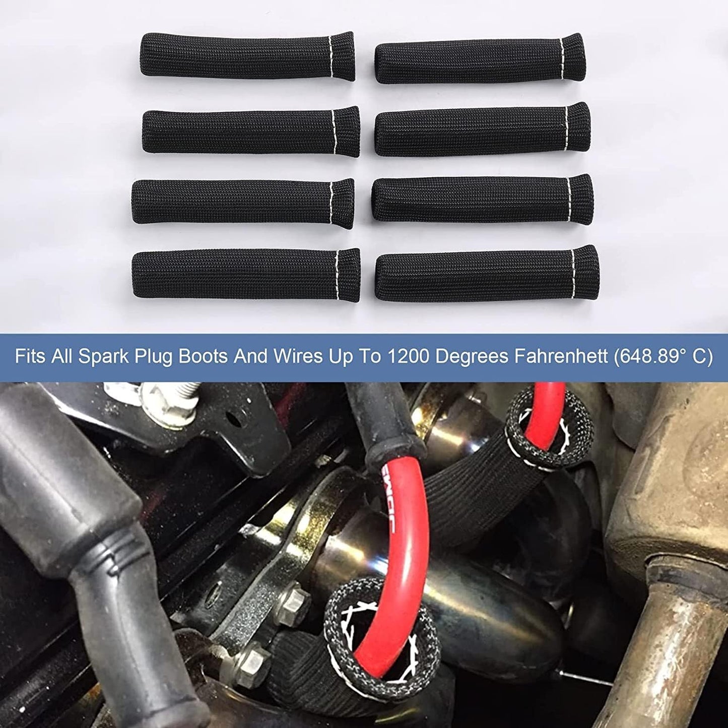 ya 7 8.24 baidi 8Pcs Spark Plug Wire Heat Shield Boot Heat Shield Protector Sleeve Cover SBC BBC