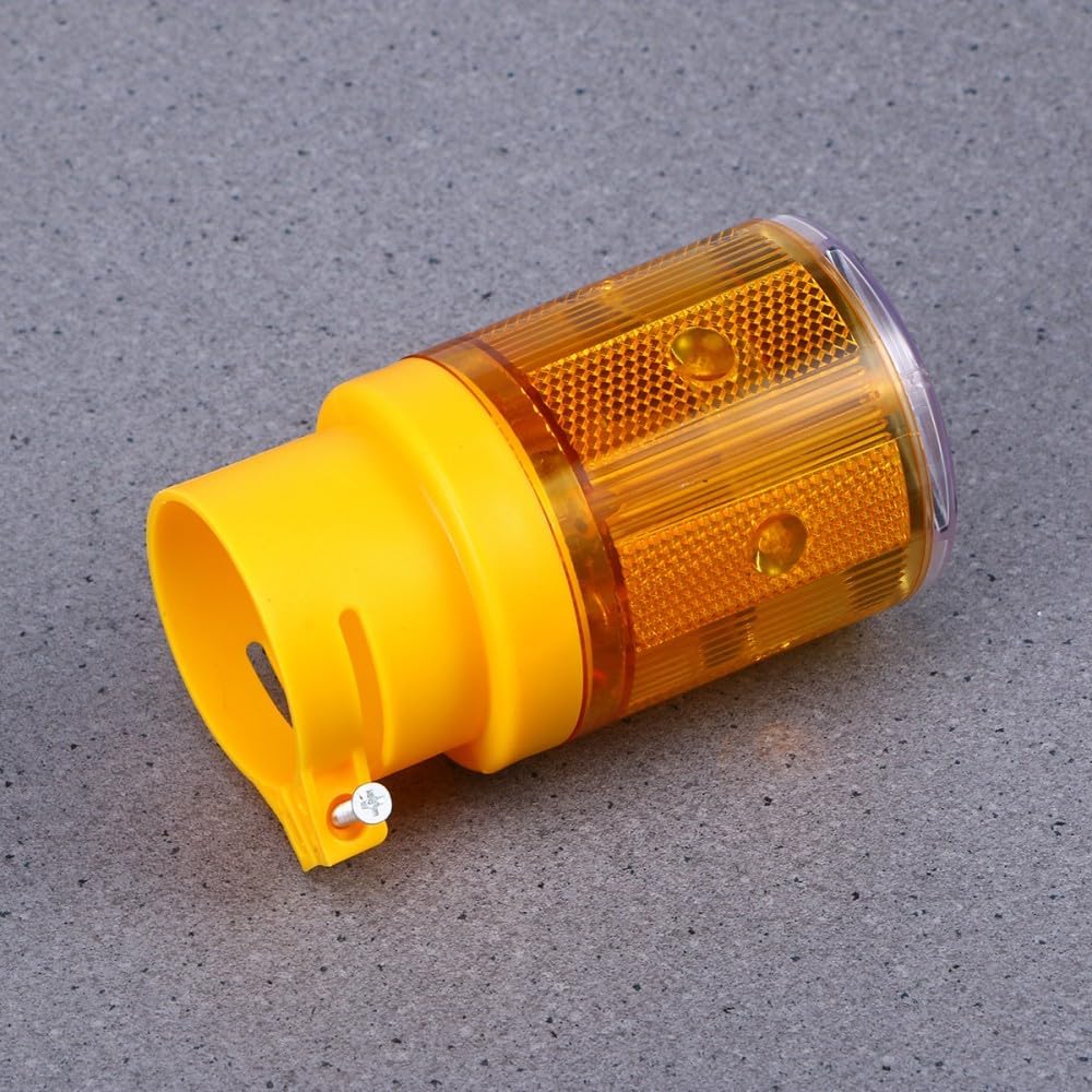 ya 13 9.15 baidi 2 Pcs Solar Warning Light Flashing Construction Emergency Strobe Orange Led