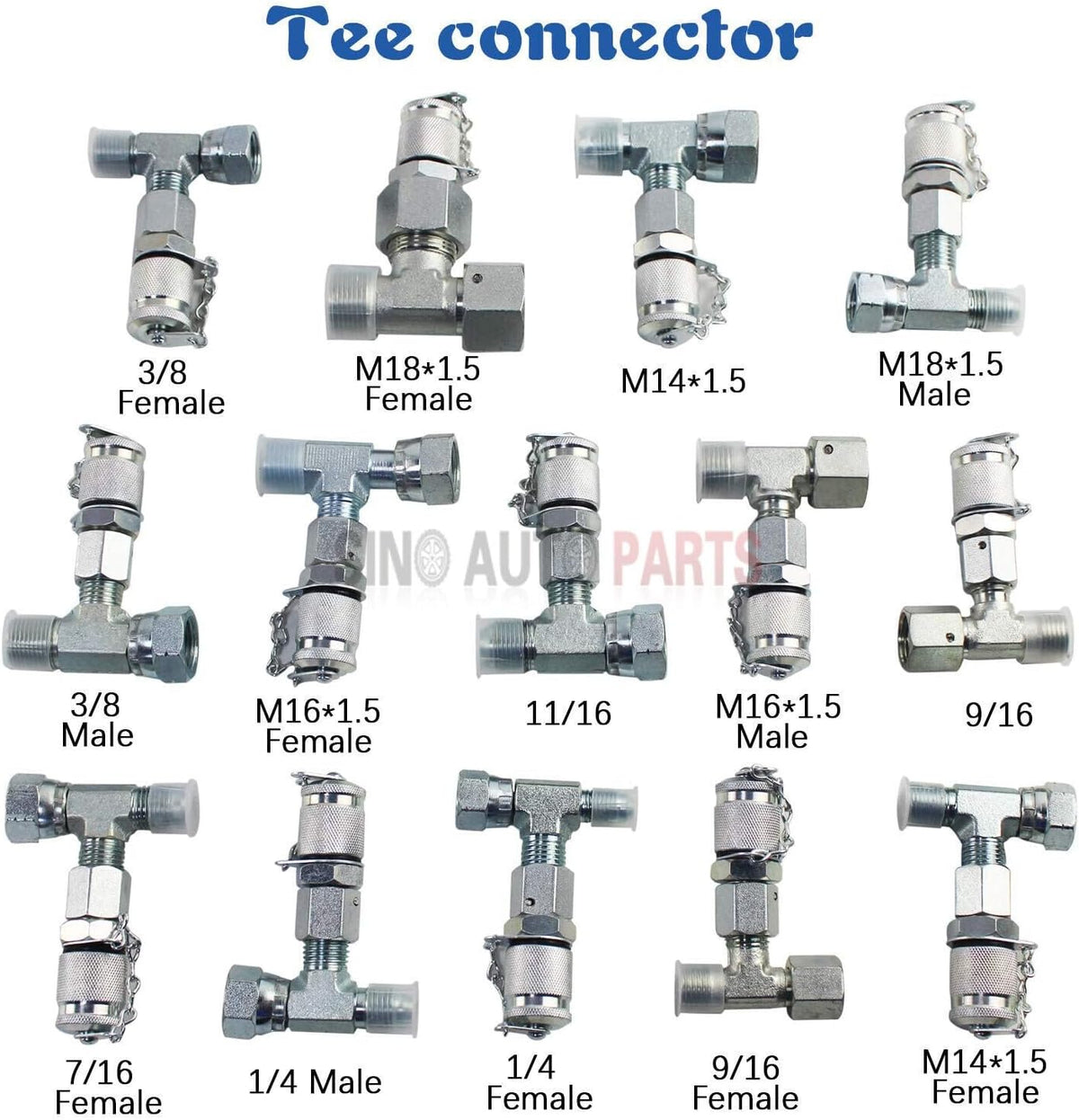 ya 10 9.16 baidi 14PCS Tee Fittings Connector Set for Hydraulic Pressure Gauge Test Kit USA