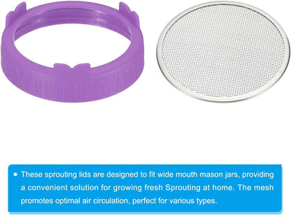 ya 14 9.20 baidi Sprouting Lids for Jar, 4 Pcs Stainless Steel Mesh Wide Mouth Cap Lids Purple-1