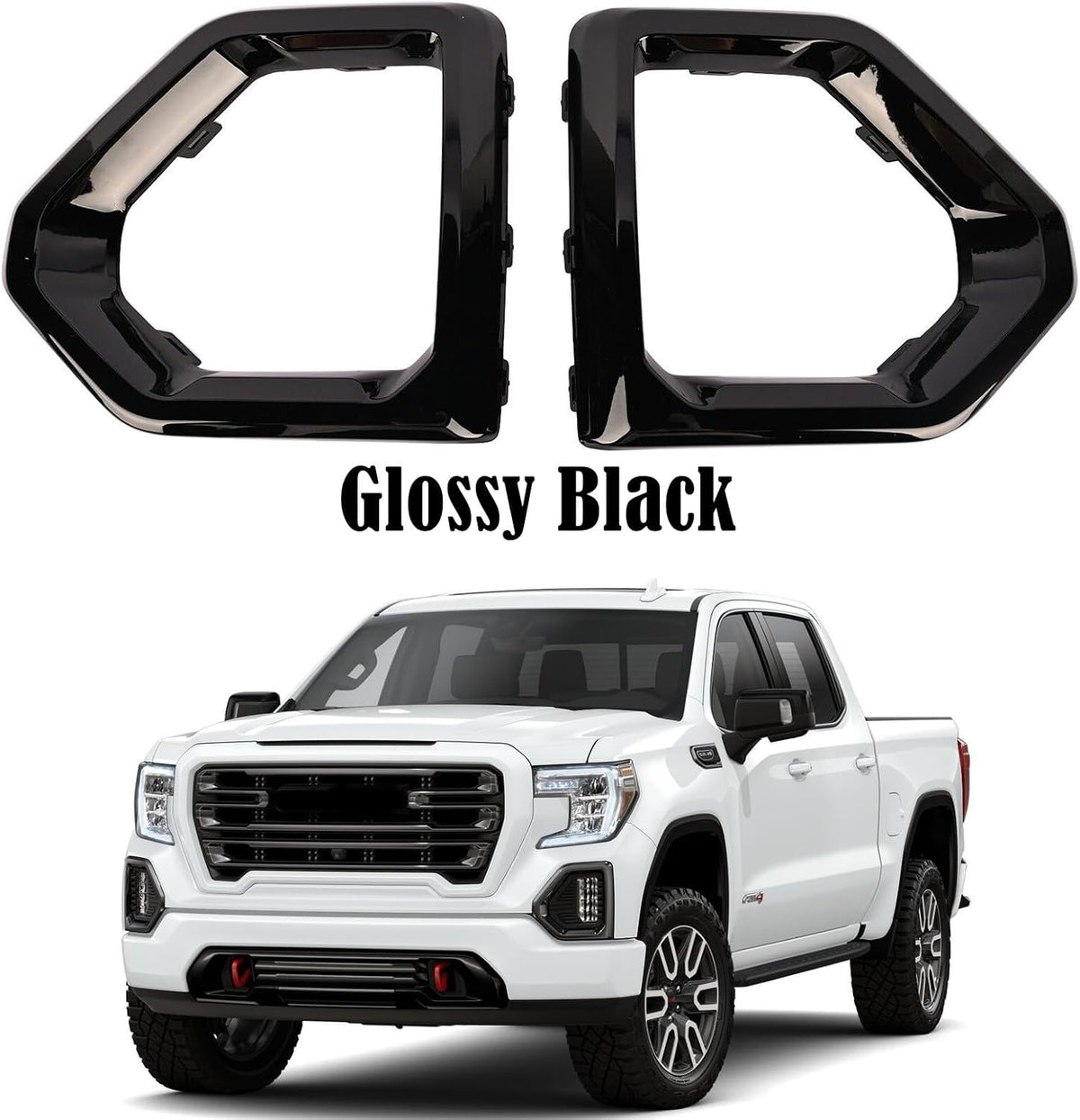 ya 13 9.15 baidi Gloss Black Front Fog Light Outer Bezel Cover For for GMC for Sierra 2019-21 Denali SLT