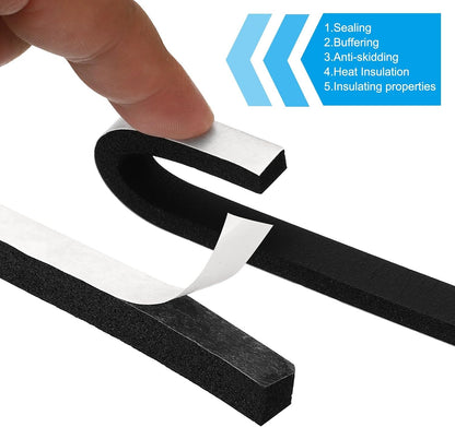 ya 26 10.21 baidi Weather Stripping for Doors, 2 Rolls 3/8 W x 3/8 T Foam Seal Tape(6.56 Ft)