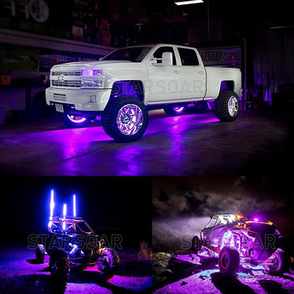 ya 4 8.8 6-Pack Set Purple LED Rock Light Off-Road Truck Car Bottom Rail Drilling Rig Light 9W