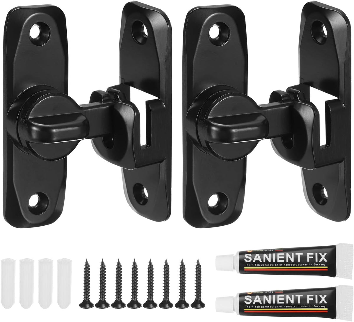 ya 26 10.21 baidi 90/180¡ãBarn Door Lock, 2 Set Zinc Alloy Flip Sliding Door Latches, Black