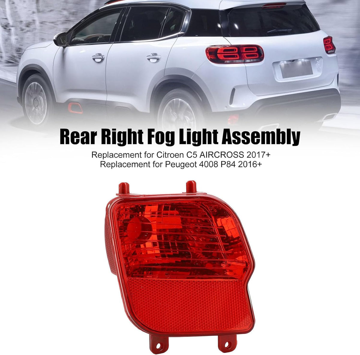 ya 4 8.10 Pair Rear Foglight Assembly Car Driving Fog Lamp for Citroen C5 2017-2024