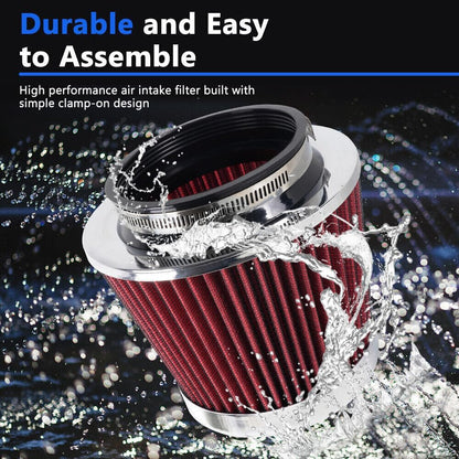 ya 13 9.15 baidi Red High Flow Per for MAN ce Cold Air Intake Air Filter 3/3.5/4 Inlet 5 Tall