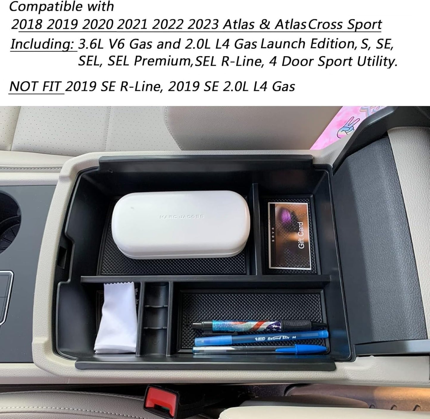 ya 4 8.24 baidi Fit 2018-2023 for VW Atlas Car Center Console Organizer Armrest Storage Box