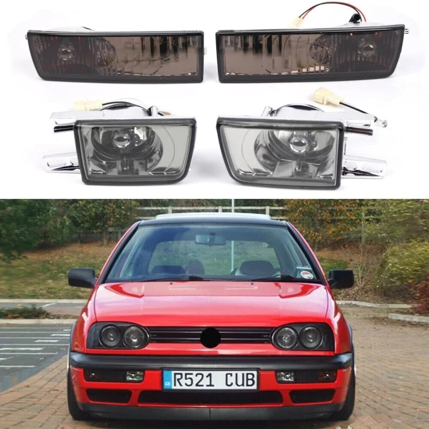 ya 4 8.10 Front Bumper Fog Light +Turn Signal Lamp Smoked for VW for JETTA MK3 for Golf 1992-1997
