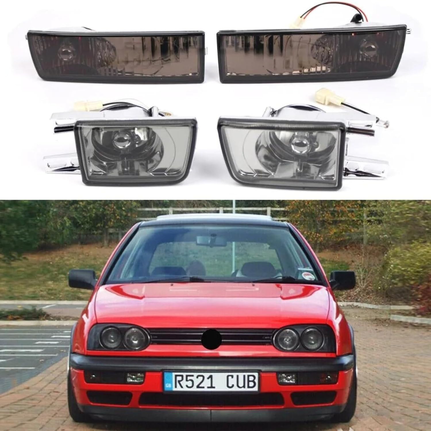 ya 4 8.10 Front Bumper Fog Light +Turn Signal Lamp Smoked for VW for JETTA MK3 for Golf 1992-1997