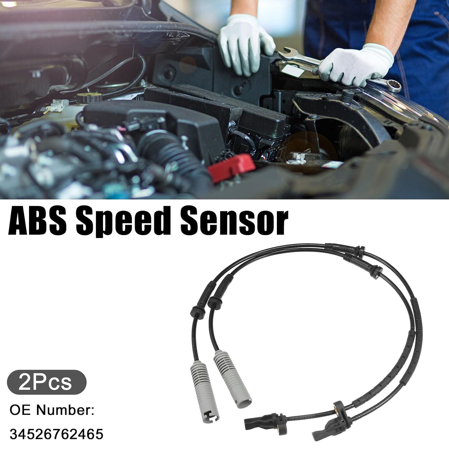 ya 6 8.24 baidi 2 Pack Front Left Car ABS Sensor for BMW 325i 2001-2013 34526762465 
