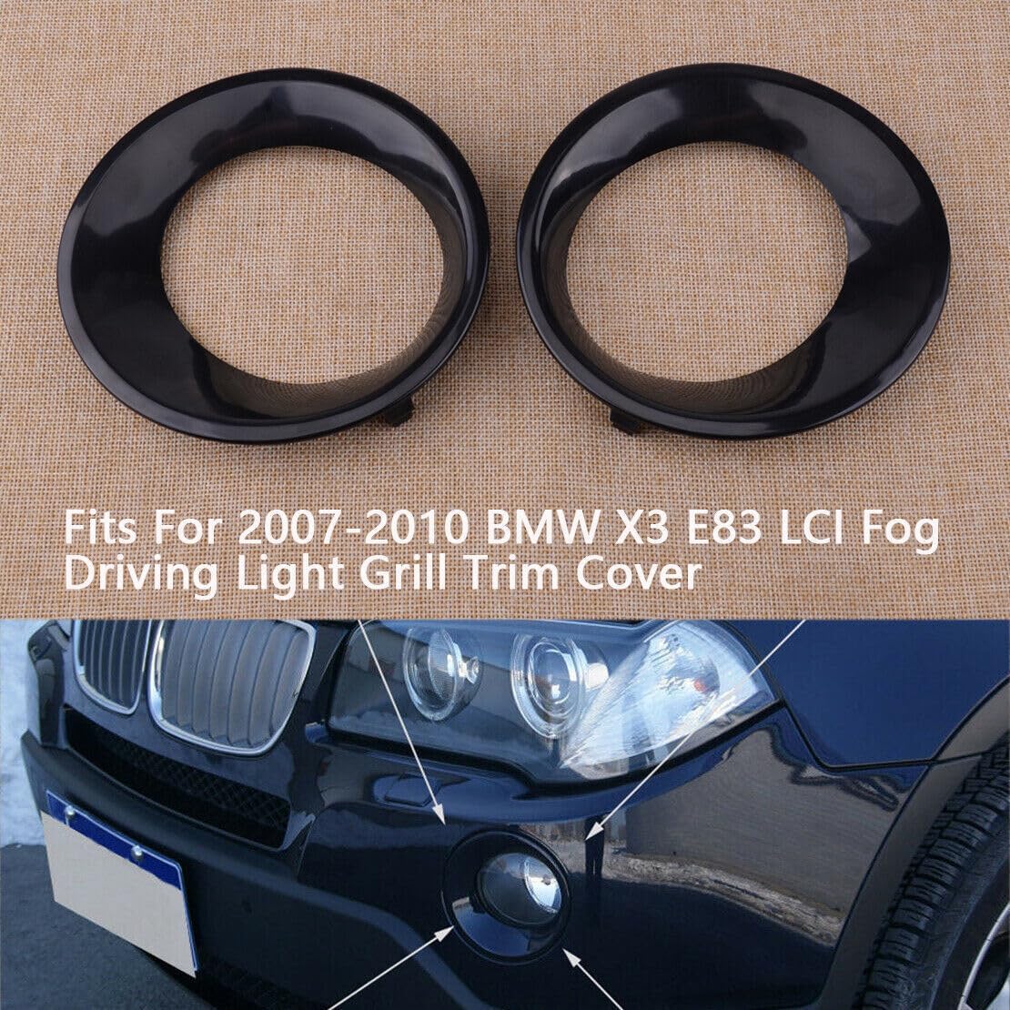 ya 7 8.24 baidi Pair of Front Fog Light Bezel Ring Cover Decorative Grill Fits for BMW X3 E83 LCI 2007-10