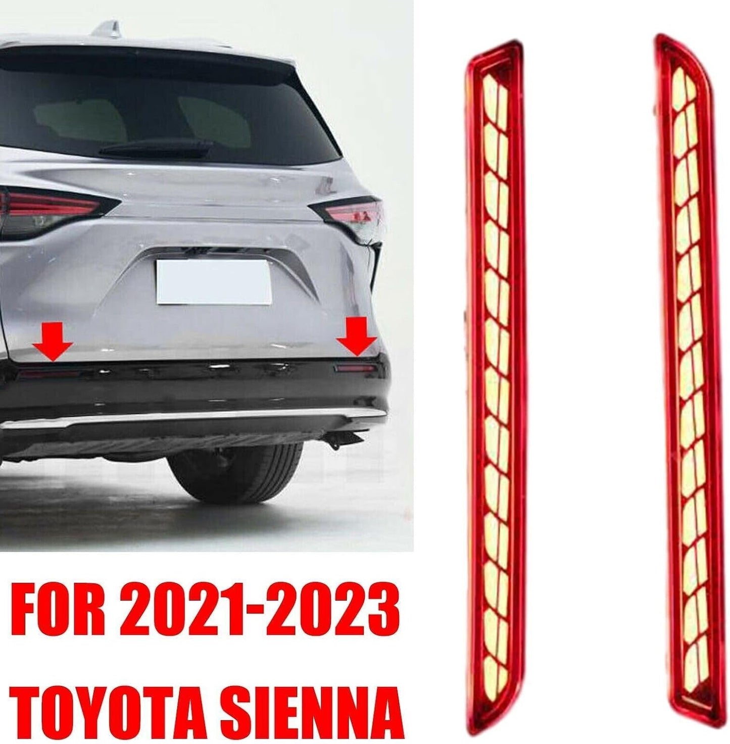 ya 4 8.8 2pcs for Toyota Sienna 2021-2023 LED Car Rear Fog Light Turn Signal Brake Light 