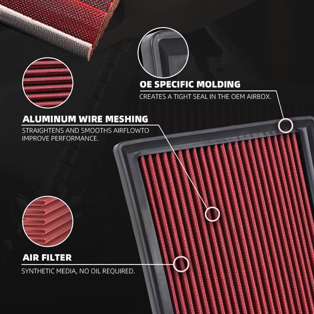 ya 13 9.15 baidi for Camry for Lexus 17-19 Red Reusable & Washable High Flow Panel Air Filter
