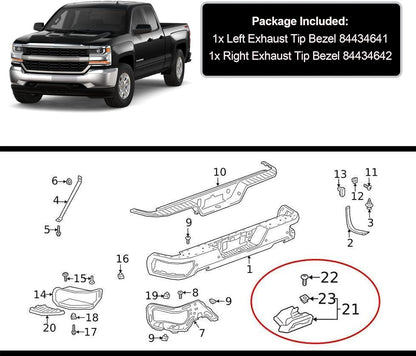 ya 6 8.24 baidi Tips Bezels Fit for GMC for Sierra for Chevy for Silverado 1500 2019-2024 Left+Right