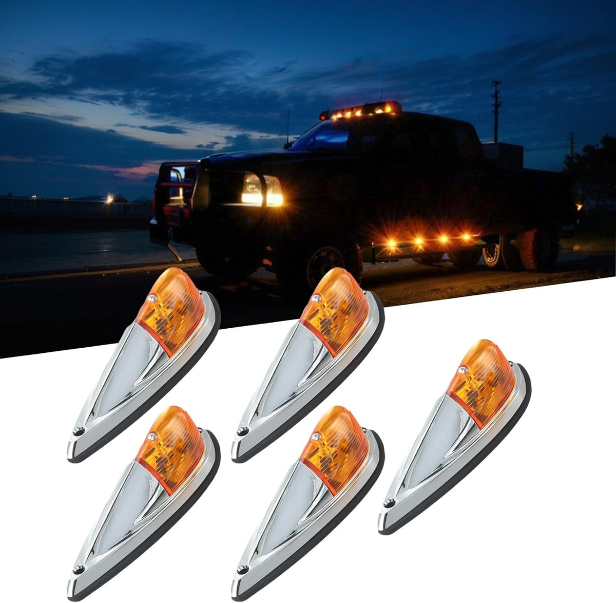 ya 13 9.15 baidi 5 X Truck Semi-Trailer Amber Cab Marker Roof Top Clearance Lights For for Dodge