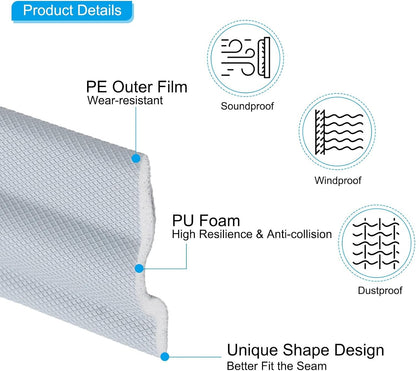 ya 26 10.21 baidi 26.2Ft Weather Stripping Door Seal, PU Foam Door Weather Stripping, Grey