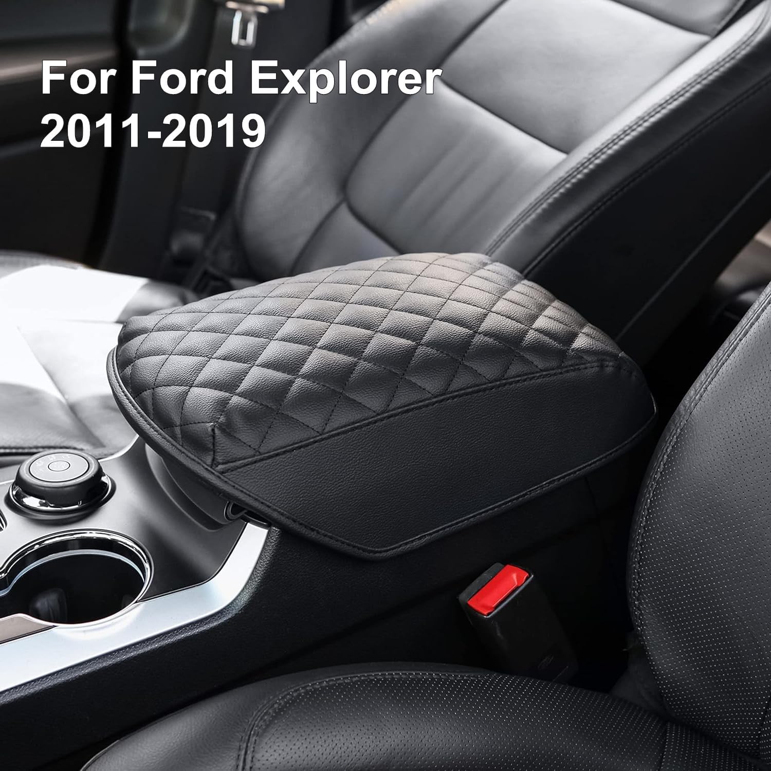 ya 4 8.14 for Ford Explorer 2011 to 2019 Leather Center Console Lid Armrest Cover Pad