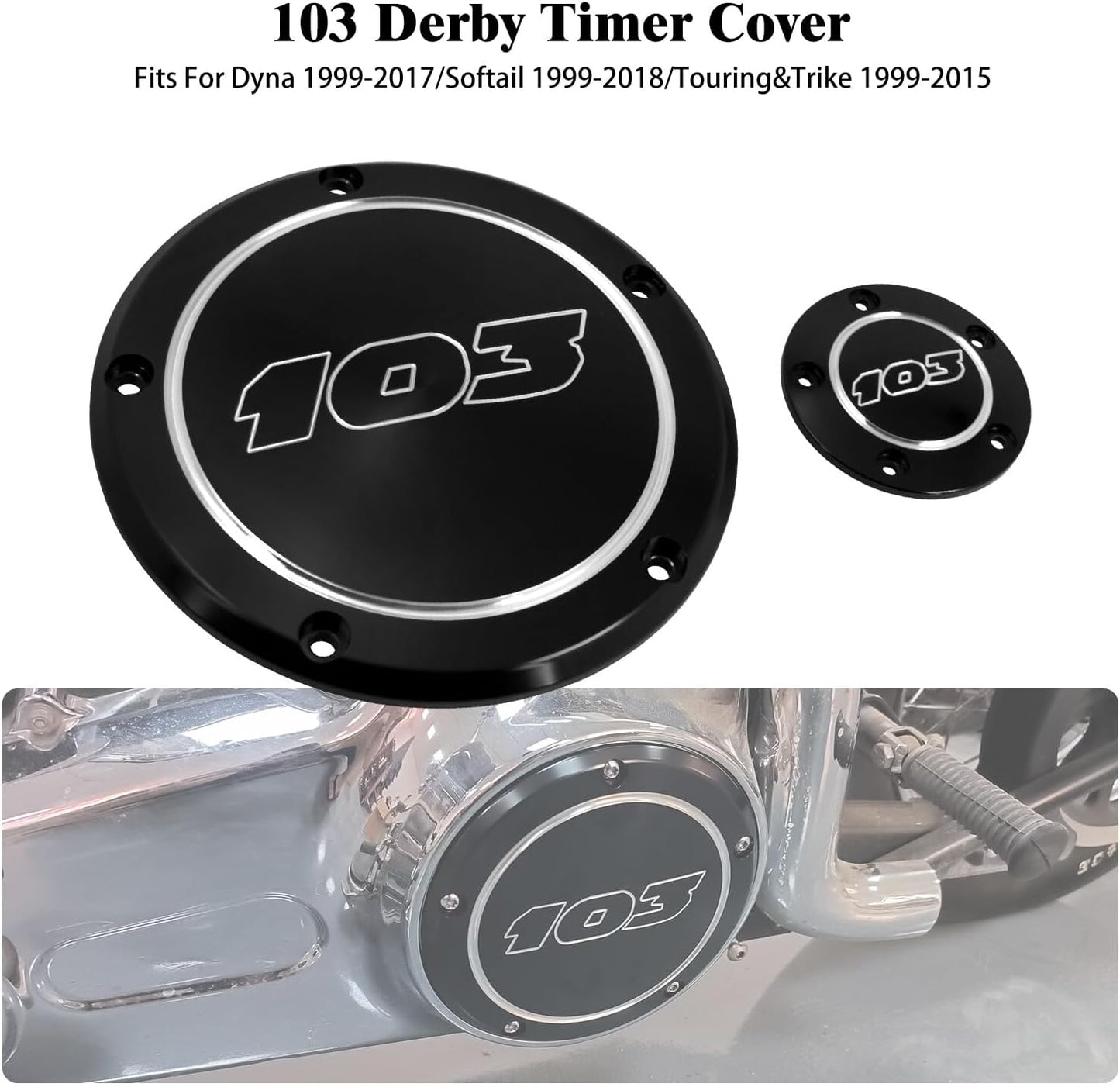 ya 4 8.24 baidi Black 103 Derby Timing Timer Covers for Harley Touring Road Electra Glide 99-15