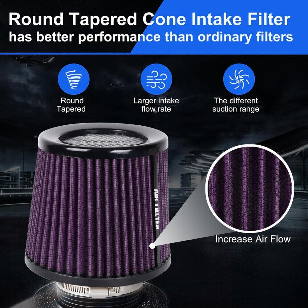 ya 13 9.15 baidi Purple High Per for MAN ce Cold Air Intake Air Filter 3, 3.5, 4 Inlet, 6.5 Tall