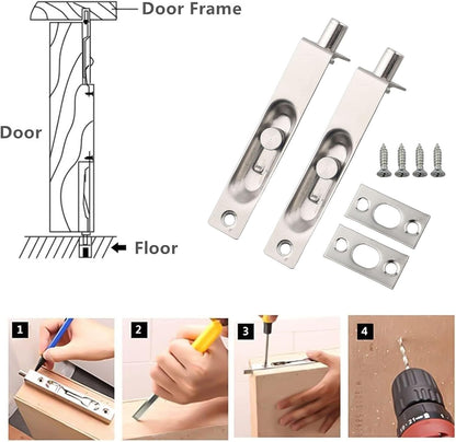 ya 26 10.21 baidi 2 Pack 4 Inch Door Flush Bolt Stainless Steel Security Door Guard Concealed