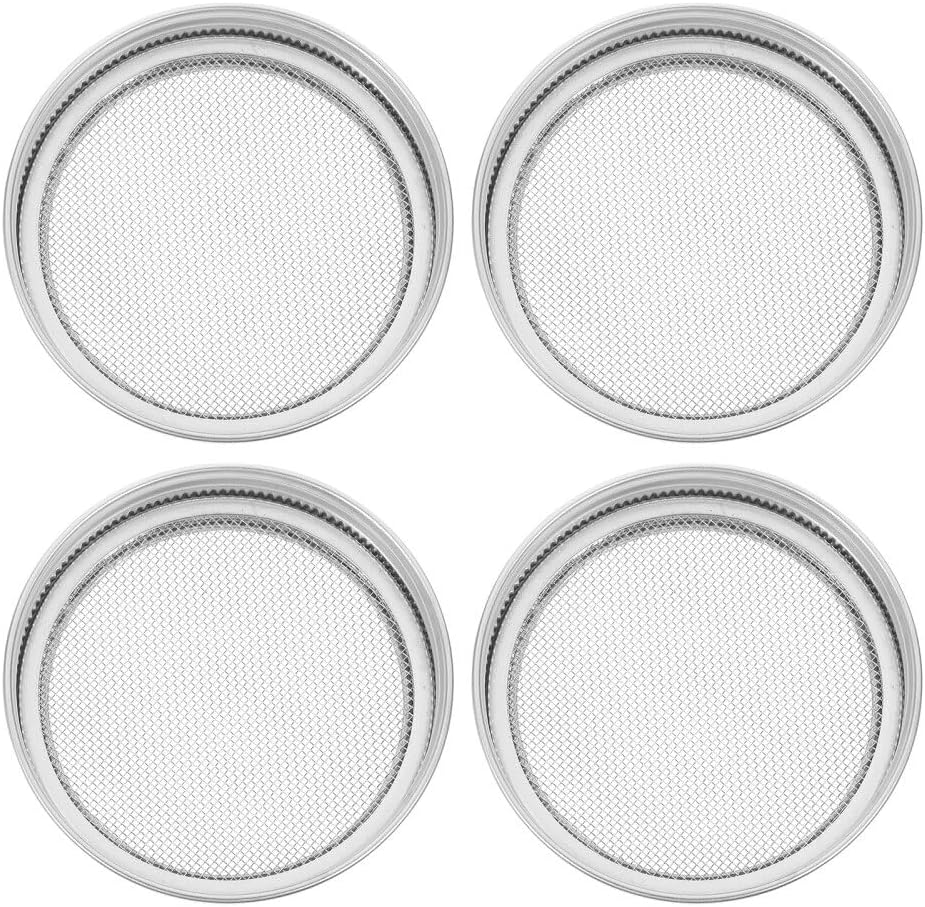 ya 14 9.20 baidi 4pcs Stainless Steel Mesh Sprouting Lid Mason Jar Lids for ing Bean Broccoli-1