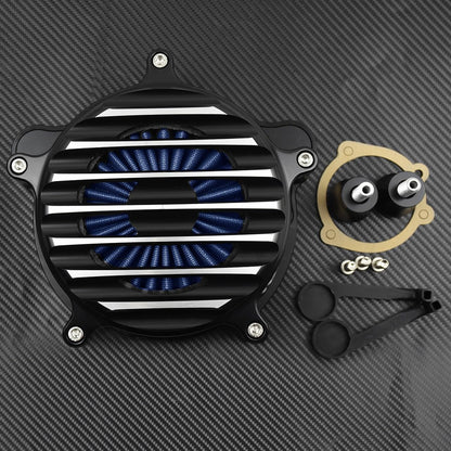 ya 5 8.10 Chrome Stripe Air Cleaner Blue Air Filter Fit for Harley Dyna 00-17 Touring 00
